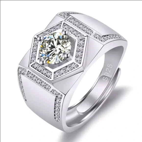S925 White Moissanite Ring for Men